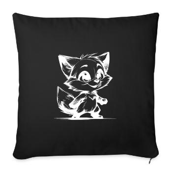 Süsser Baby Kinder Fuchs Bleistift Skizze - Sofakissenbezug 45 x 45 cm - Schwarz - Vorne