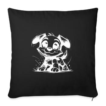 Kids Baby Dog Pencil Sketch with Big Eyes - Sofa pillowcase 17,3'' x 17,3'' (45 x 45 cm) - black - Front