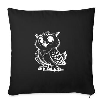 Cute Baby Owl Pencil Sketch - Sofa pillowcase 17,3'' x 17,3'' (45 x 45 cm) - black - Front