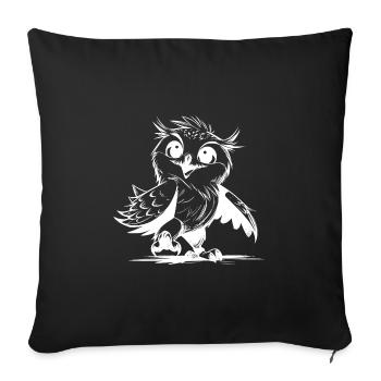 Baby Owl Cute Kids Pencil Sketch - Sofa pillowcase 17,3'' x 17,3'' (45 x 45 cm) - black - Front