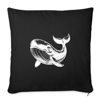 Huge smiling blue whale with tail fin - Sofa pillowcase 17,3'' x 17,3'' (45 x 45 cm) - black - Front
