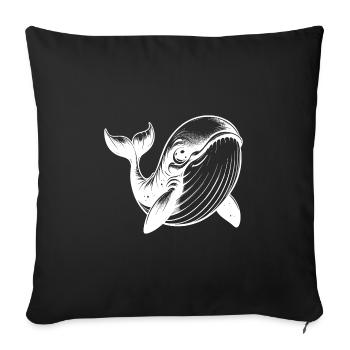 Smiling children blue whale with big eyes - Sofa pillowcase 17,3'' x 17,3'' (45 x 45 cm) - black - Front