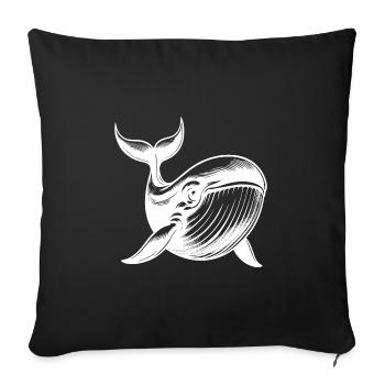 Kids Baby Blue Whale with Big Eyes - Sofa pillowcase 17,3'' x 17,3'' (45 x 45 cm) - black - Front
