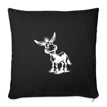 Grinning Donkey Funny Pencil Drawing - Sofa pillowcase 17,3'' x 17,3'' (45 x 45 cm) - black - Front