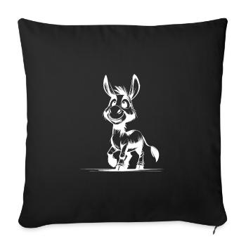 Children's Sketch Donkey Pencil Drawing - Sofa pillowcase 17,3'' x 17,3'' (45 x 45 cm) - black - Front