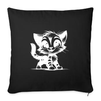 Chat souriant Dessin de bébé - Housse de coussin décorative 45 x 45 cm - noir - Devant