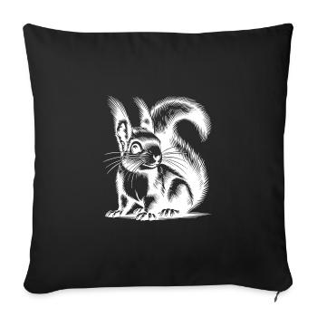 Baby Kids Squirrel Pencil Drawing - Sofa pillowcase 17,3'' x 17,3'' (45 x 45 cm) - black - Front