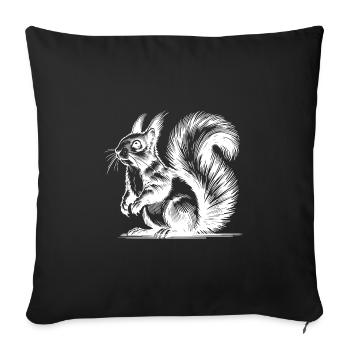 Cuddly Squirrel Pencil Stroke Sketch - Sofa pillowcase 17,3'' x 17,3'' (45 x 45 cm) - black - Front