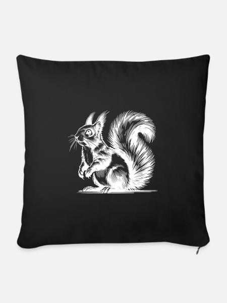 Knuffiges Eichhörnchen Bleistift Strich Skizze - Sofakissenbezug 45 x 45 cm - Schwarz