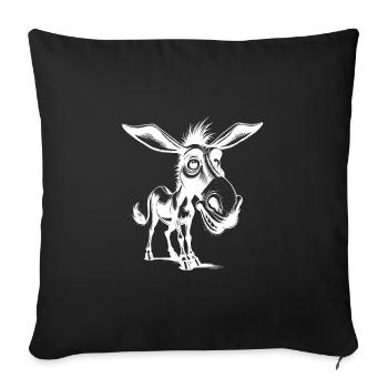 Crazy donkey grinning smiling long-eared - Sofa pillowcase 17,3'' x 17,3'' (45 x 45 cm) - black - Front