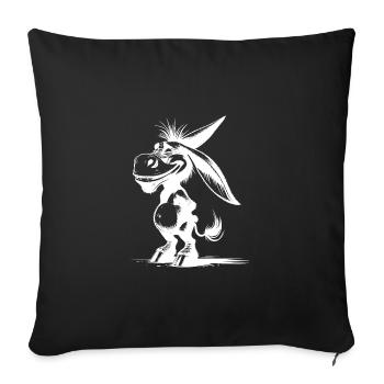 Smiling Donkey Grinning Long-Eared Caricature - Sofa pillowcase 17,3'' x 17,3'' (45 x 45 cm) - black - Front