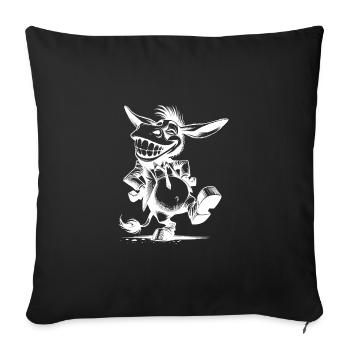 Grinning Donkey Long Eared Caricature Drawing - Sofa pillowcase 17,3'' x 17,3'' (45 x 45 cm) - black - Front