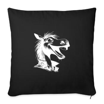 Laughing Horse Caricature Pencil Sketch - Sofa pillowcase 17,3'' x 17,3'' (45 x 45 cm) - black - Front