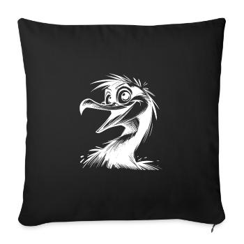 Croquis au crayon Cormoran Big Eyes drôle - Housse de coussin décorative 45 x 45 cm - noir - Devant