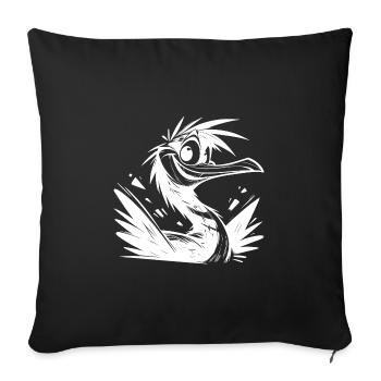 Cormoran Bird with Big Eyes Pencil Sketch - Sofa pillowcase 17,3'' x 17,3'' (45 x 45 cm) - black - Front