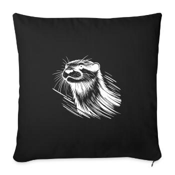Cuddly Otter Portrait Small Pencil Sketch - Sofa pillowcase 17,3'' x 17,3'' (45 x 45 cm) - black - Front