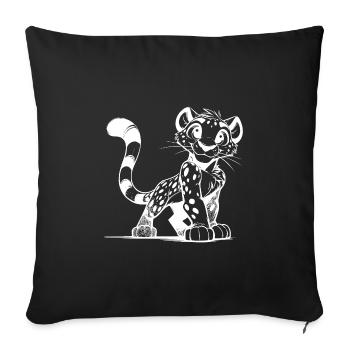 Small Leopard Sketch with Big Eyes - Sofa pillowcase 17,3'' x 17,3'' (45 x 45 cm) - black - Front