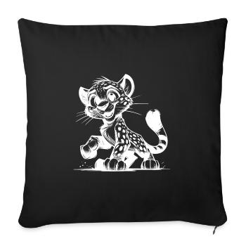 Croquis au crayon mignon pour enfants léopard - Housse de coussin décorative 45 x 45 cm - noir - Devant