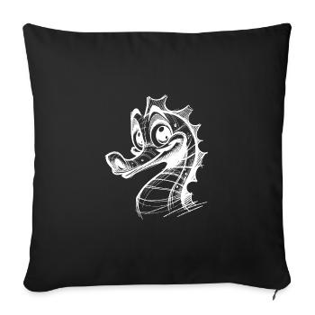 Cute Kids Seahorse Pencil Rough Drawing - Sofa pillowcase 17,3'' x 17,3'' (45 x 45 cm) - black - Front