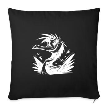 Cute Cormoran Bath Day Pencil Sketch - Sofa pillowcase 17,3'' x 17,3'' (45 x 45 cm) - black - Front