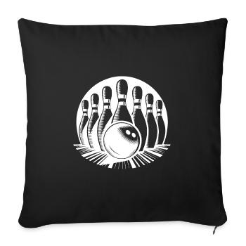 Bowling Ball Hits Bowling Pins - Sofa pillowcase 17,3'' x 17,3'' (45 x 45 cm) - black - Front