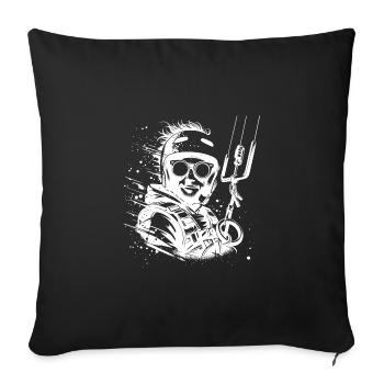 Relaxed kite surfer man wind surfing in the sky - Sofa pillowcase 17,3'' x 17,3'' (45 x 45 cm) - black - Front