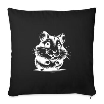 Cuddly Kids Hamster Drawing - Sofa pillowcase 17,3'' x 17,3'' (45 x 45 cm) - black - Front