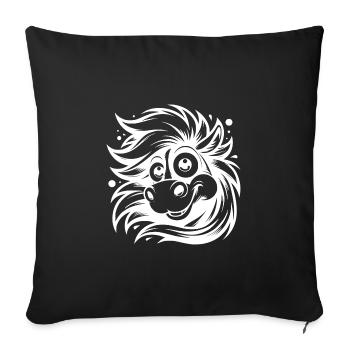 Drôle de cheval avec de grands yeux - Housse de coussin décorative 45 x 45 cm - noir - Devant