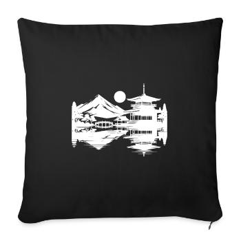 Asian Landscape Silent Japanese Temple - Sofa pillowcase 17,3'' x 17,3'' (45 x 45 cm) - black - Front