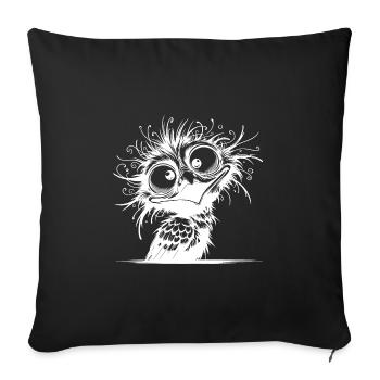 Funny weird crazy bird - Sofa pillowcase 17,3'' x 17,3'' (45 x 45 cm) - black - Front