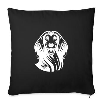 Portrait élégant de chien de chien afghan - Housse de coussin décorative 45 x 45 cm - noir - Devant