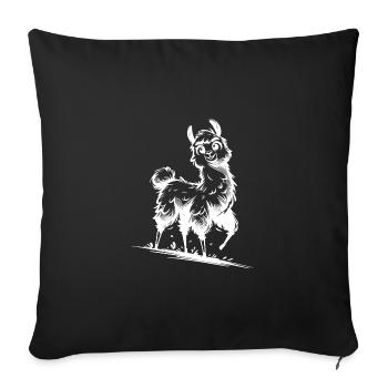 Cute Llama Kids Cuddle Style - Sofa pillowcase 17,3'' x 17,3'' (45 x 45 cm) - black - Front