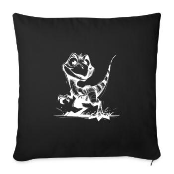 Enfants Dessin Vilain Raptor Bébé Dino Croquis - Housse de coussin décorative 45 x 45 cm - noir - Devant
