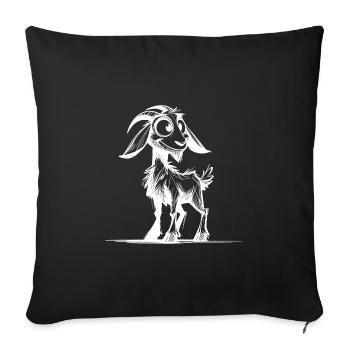 Sourire chèvre crayon croquis dessin - Housse de coussin décorative 45 x 45 cm - noir - Devant