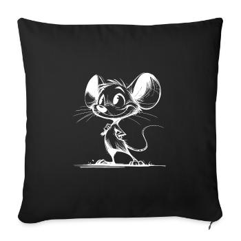 Cute Kids Mouse with Huge Eyes and Ears - Sofa pillowcase 17,3'' x 17,3'' (45 x 45 cm) - black - Front