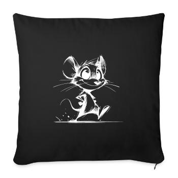 Smiling Kids Mouse Pencil Sketch - Sofa pillowcase 17,3'' x 17,3'' (45 x 45 cm) - black - Front
