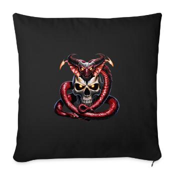 Le crâne viking et le serpent de Midgard - Housse de coussin décorative 45 x 45 cm - noir - Devant