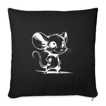 Baby Kids Mouse Cartoon Pencil Sketch Style - Sofa pillowcase 17,3'' x 17,3'' (45 x 45 cm) - black - Front