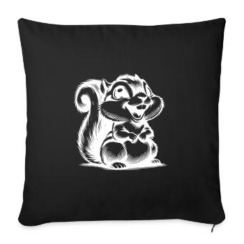 Mignon bébé écureuil portrait croquis - Housse de coussin décorative 45 x 45 cm - noir - Devant