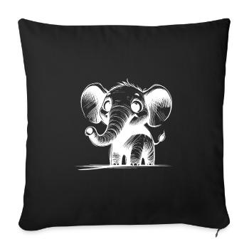 Cuddly children's elephant with huge trunk ears - Sofa pillowcase 17,3'' x 17,3'' (45 x 45 cm) - black - Front