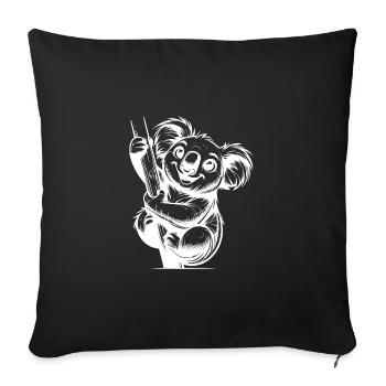 Drôle d’enfants crayon Koala trait dessin - Housse de coussin décorative 45 x 45 cm - noir - Devant