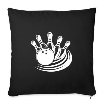 Krasse Bowlingkugel räumt Pins von Bowlingbahn - Sofakissenbezug 45 x 45 cm - Schwarz - Vorne