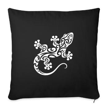 Petit gecko mignon dans le style de tatouage tribal - Housse de coussin décorative 45 x 45 cm - noir - Devant
