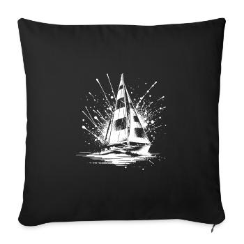 Small sailboat with swell splash look - Sofa pillowcase 17,3'' x 17,3'' (45 x 45 cm) - black - Front