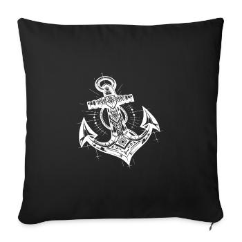 Artful anchor in elegant tattoo style - Sofa pillowcase 17,3'' x 17,3'' (45 x 45 cm) - black - Front