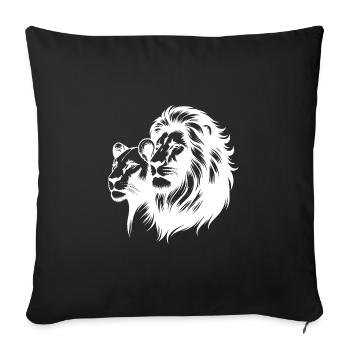 Proud Lion with Lioness Tattoo Style Portrait - Sofa pillowcase 17,3'' x 17,3'' (45 x 45 cm) - black - Front