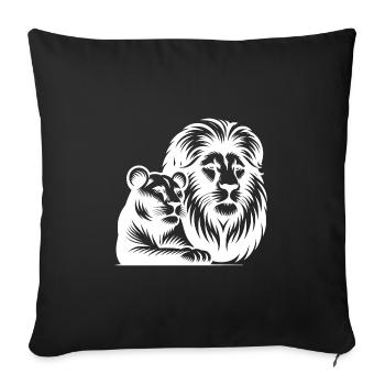 Portrait de style tête de lion et de lionne - Housse de coussin décorative 45 x 45 cm - noir - Devant