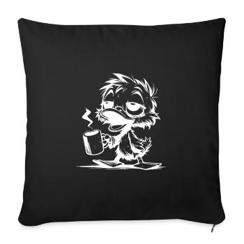Tired Waddle Duck with Coffee Mug - Sofa pillowcase 17,3'' x 17,3'' (45 x 45 cm) - black - Front