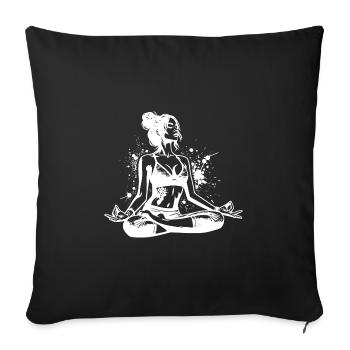 Étudiant en yoga faisant des exercices de relaxation pour l’âme - Housse de coussin décorative 45 x 45 cm - noir - Devant