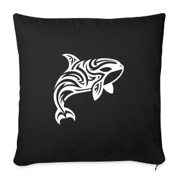 Orca Tribal Tattoo Style Jumping Out of the Water - Sofa pillowcase 17,3'' x 17,3'' (45 x 45 cm) - black - Front